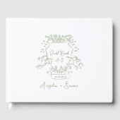 Whimsical Hand getrokken Sage Green Crest Gastenbo Gastenboek (Voorkant)