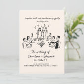 Whimsical Hand getrokken Scribble bruiloft uitnodi Kaart (Staand voorkant)