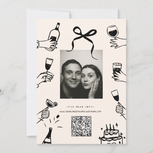 Whimsical Hand getrokken Scribble bruiloft uitnodi Kaart (Achterkant)