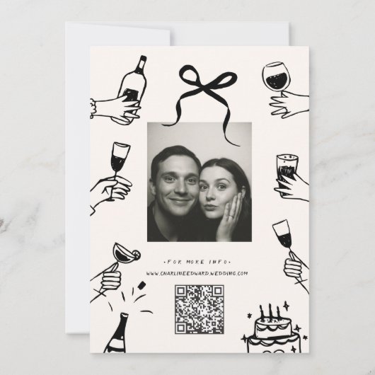 Whimsical Hand getrokken Scribble bruiloft uitnodi Kaart (Achterkant)