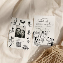 Whimsical Hand getrokken Scribble bruiloft uitnodi