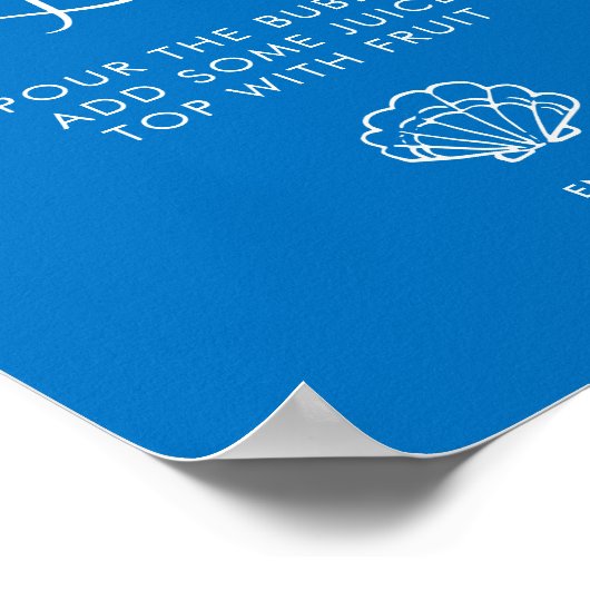 Whimsical Hand getrokken Shell Blauw Mimosa Bar Poster (Hoek)