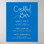 Whimsical Hand getrokken Shell Blauwe Cocktail Bar Poster (Voorkant)