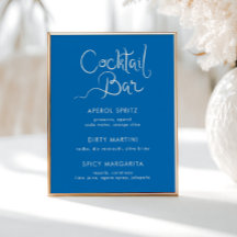 Whimsical Hand getrokken Shell Blauwe Cocktail Bar