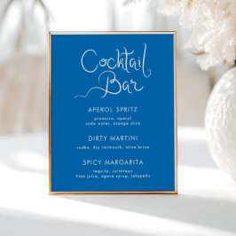 Whimsical Hand getrokken Shell Blauwe Cocktail Bar Poster