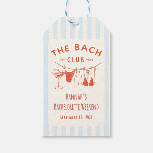 Whimsical Hand getrokken Sinaasappel Cocktail Bach Cadeaulabel (Voorkant)