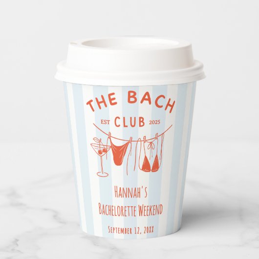 Whimsical Hand getrokken Sinaasappel Cocktail Bach Papieren Bekers (Achterkant)
