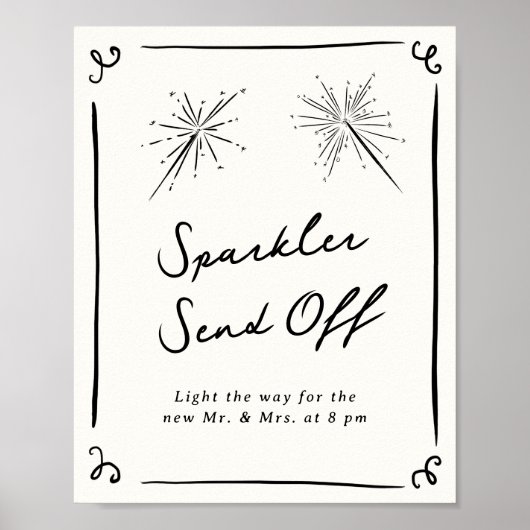 Whimsical Hand getrokken Sparkler Verstuur Poster (Voorkant)