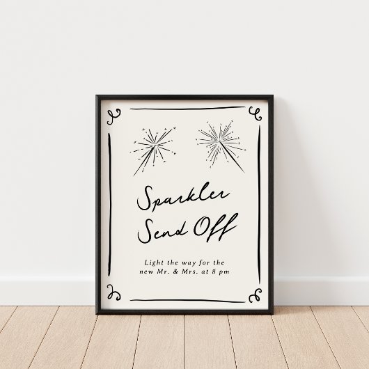 Whimsical Hand getrokken Sparkler Verstuur Poster