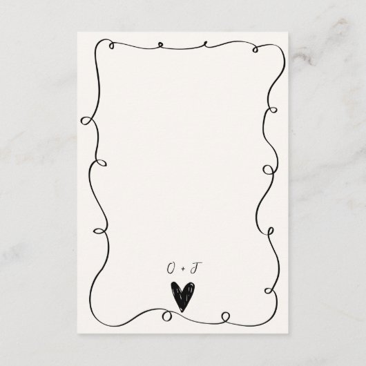 Whimsical Hand getrokken Squiggle golvende bruilof Informatiekaartje (Achterkant)