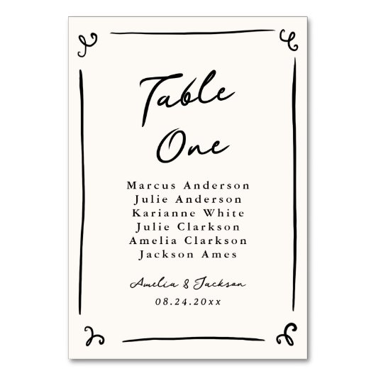 Whimsical Hand getrokken tafel Kaart (Achterkant)