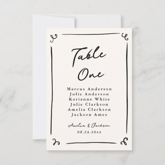 Whimsical Hand getrokken tafel Kaart (Achterkant)