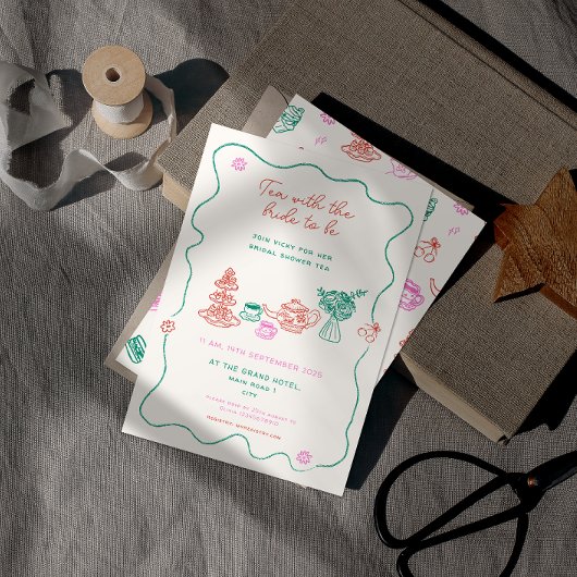 Whimsical Hand getrokken Tea Party Vrijgezellenfee Kaart