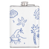 Whimsical hand getrokken toast op de kust heupfles (Achterkant)