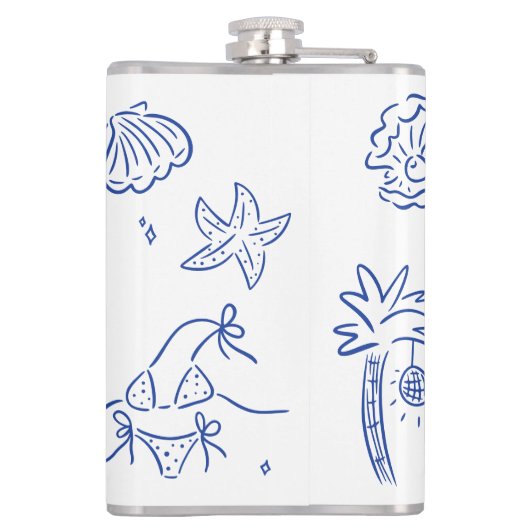 Whimsical hand getrokken toast op de kust heupfles (Achterkant)