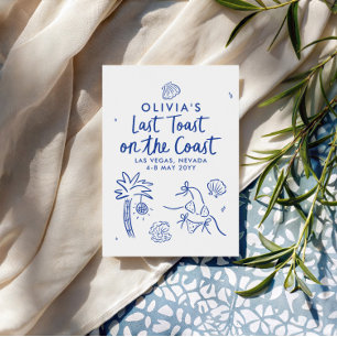 Whimsical hand getrokken toast op de kust kaart