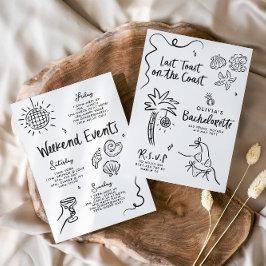 Whimsical hand getrokken toast op de kust kaart