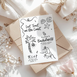 Whimsical hand getrokken toast op de kust kaart