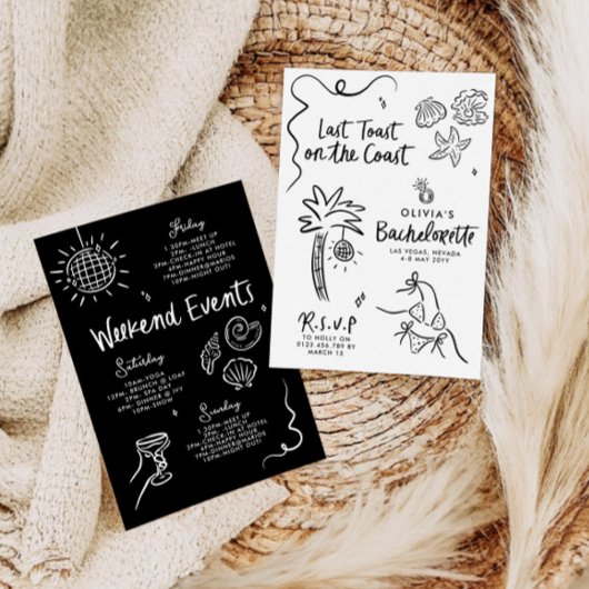 Whimsical hand getrokken toast op de kust kaart