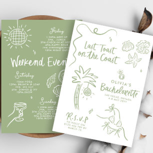 Whimsical hand getrokken toast op de kust kaart