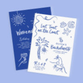 Whimsical hand getrokken toast op de kust kaart