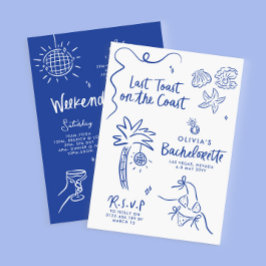 Whimsical hand getrokken toast op de kust kaart