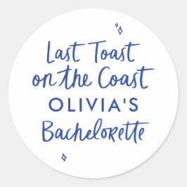 Whimsical hand getrokken toast op de kust ronde sticker