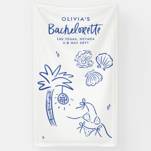 Whimsical hand getrokken toast op de kust spandoek