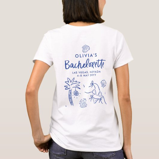 Whimsical hand getrokken toast op de kust t-shirt (Achterkant)