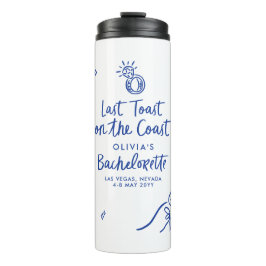 Whimsical hand getrokken toast op de kust thermosbeker