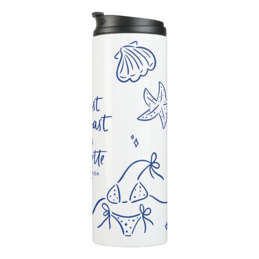 Whimsical hand getrokken toast op de kust thermosbeker (Geroteerd rechts)