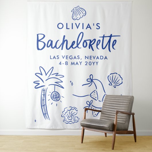 Whimsical hand getrokken toast op de kust wandkleed (In situ)