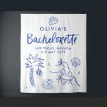 Whimsical hand getrokken toast op de kust wandkleed<br><div class="desc">Whimsical moderne leuke hand getrokken toast op de kust koninklijk blauw vrijgezellenfeest decor voorkeur wandtapijt ontwerp.</div>