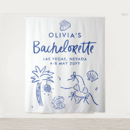 Whimsical hand getrokken toast op de kust wandkleed