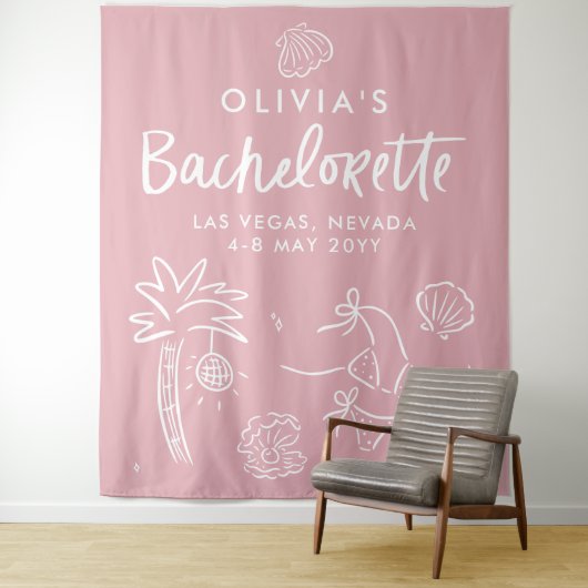 Whimsical hand getrokken toast op de kust wandkleed (In situ)