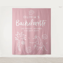 Whimsical hand getrokken toast op de kust wandkleed