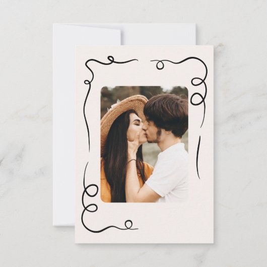 Whimsical Hand Getrokken Trouwfoto Funky Save The Date (Achterkant)