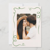 Whimsical Hand Getrokken Trouwfoto Groen Save The Date (Achterkant)