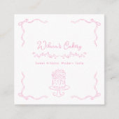 Whimsical Hand Getrokken Trouwtaart Bakary Busines Vierkante Visitekaartje (Voorkant)