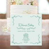 Whimsical Hand Getrokken Trouwtaart Bakary Busines Vierkante Visitekaartje