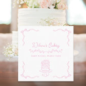 Whimsical Hand Getrokken Trouwtaart Bakary Busines Vierkante Visitekaartje