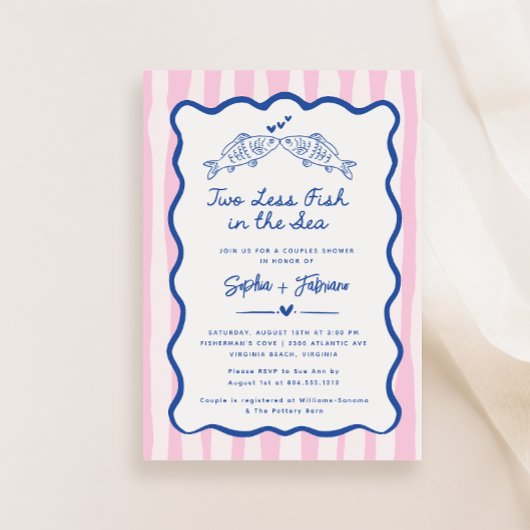 Whimsical Hand getrokken twee minder vissen in het Save The Date