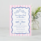 Whimsical Hand getrokken twee minder vissen in het Save The Date (Staand voorkant)