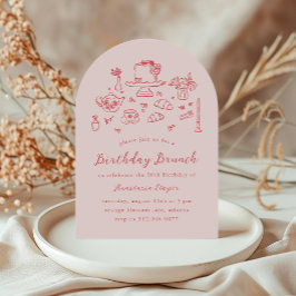 Whimsical Hand getrokken Verjaardag Brunch Tea Par Kaart