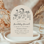 Whimsical Hand getrokken Verjaardag Brunch Tea Par Kaart