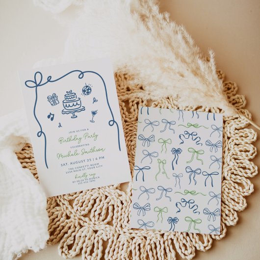 Whimsical Hand getrokken verjaardagsfeestje Kaart