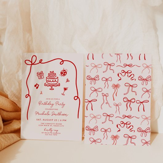 Whimsical Hand getrokken verjaardagsfeestje Kaart