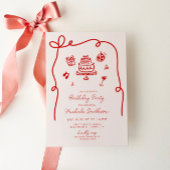 Whimsical Hand getrokken verjaardagsfeestje Kaart