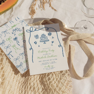 Whimsical Hand getrokken verjaardagsfeestje Kaart