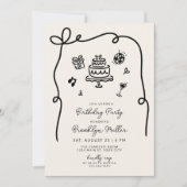 Whimsical Hand getrokken verjaardagsfeestje Kaart (Voorkant)